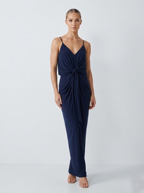 Misa Los Angeles Dresses & Skirts - 093 MISA Los Angeles Women’s Domino V-Neck Knot Front Maxi Dress - Blue, Medium
